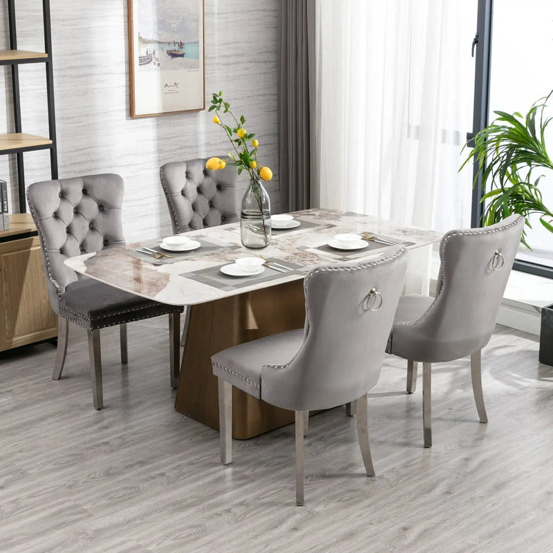 A&A Furniture Nikki Collection Modern Velvet Upholstered Dining Chairs - Set of 2 by HouseOfZazla