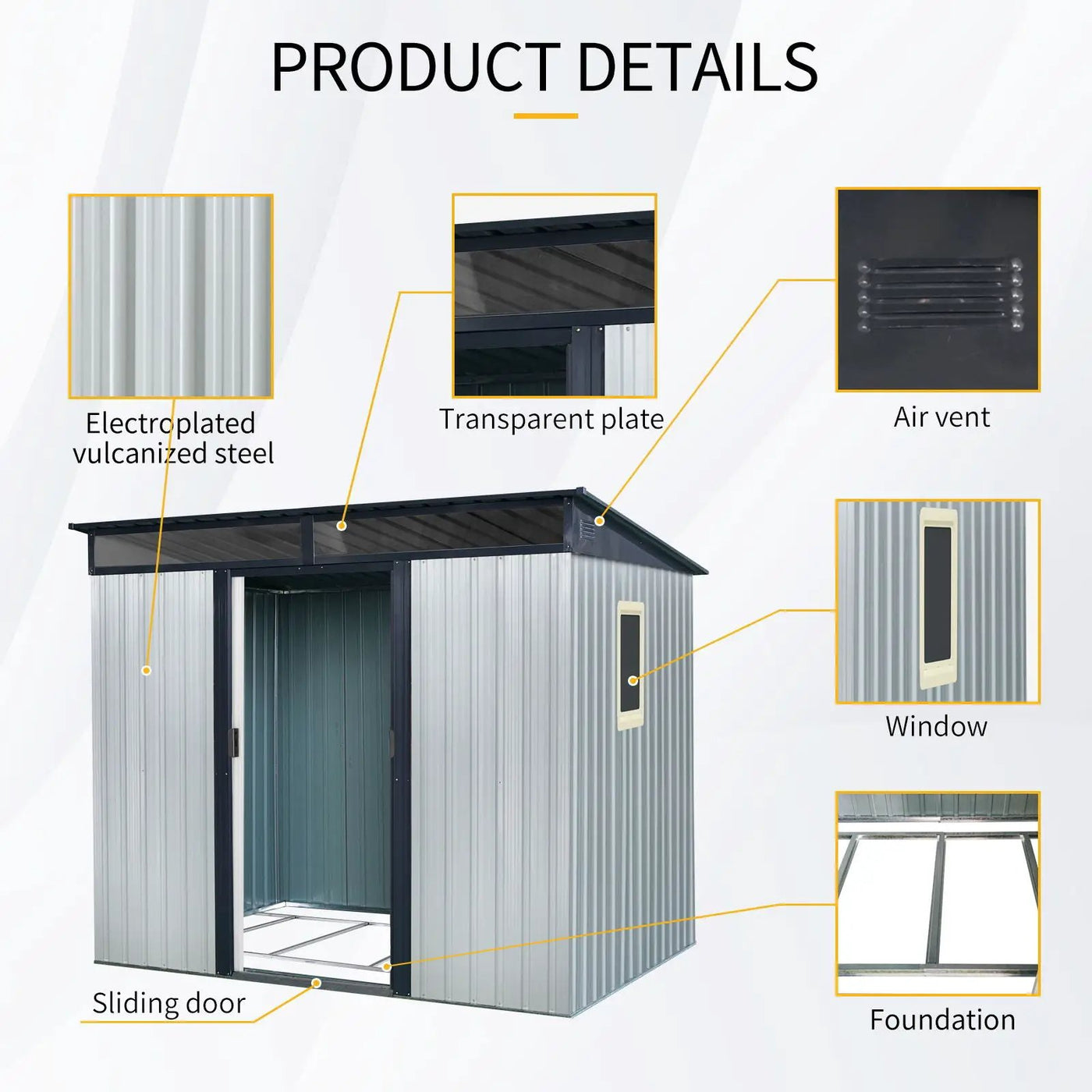Outdoor Metal Storage Shed With Window And Transparent Plate For Garden, Lawn by HouseOfZazla