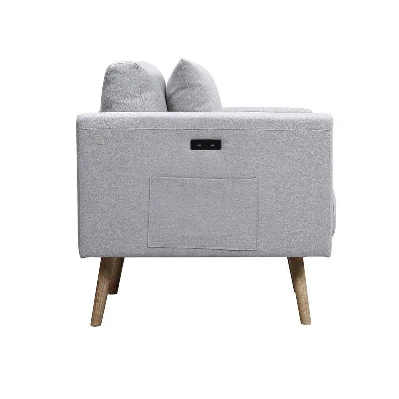 Easton - Fabric Sofa With USB Charging Ports Pockets And Pillows by HouseOfZazla