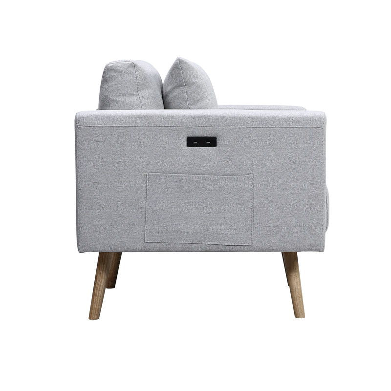 Easton - Fabric Sofa With USB Charging Ports Pockets And Pillows by HouseOfZazla
