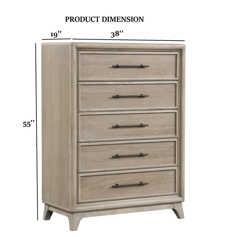 1 Piece Chest With Handles, Angled Legs, Ball Bearing Glides - Oak by HouseOfZazla