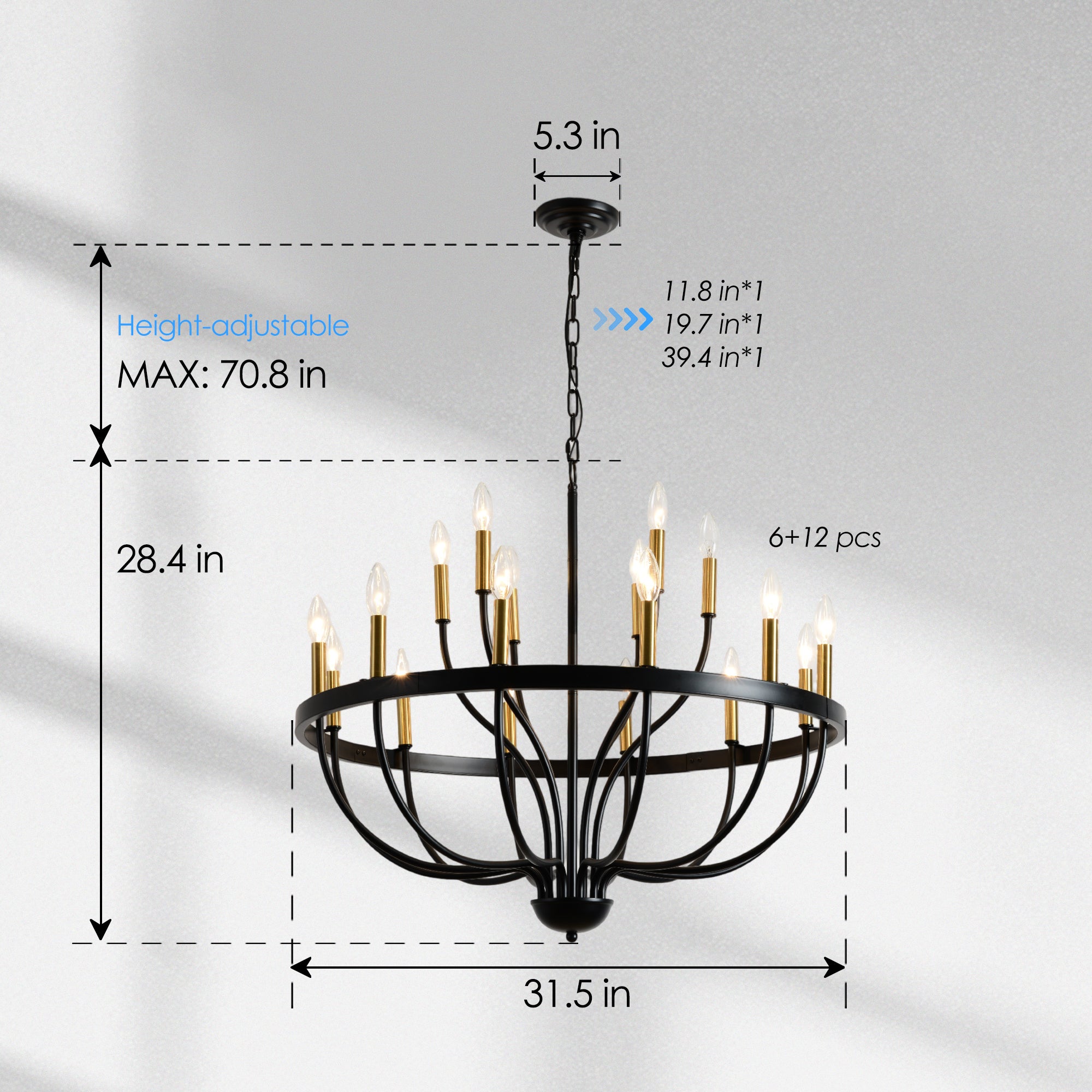 18-Light Industrial Iron Candle Chandelier by HouseOfZazla