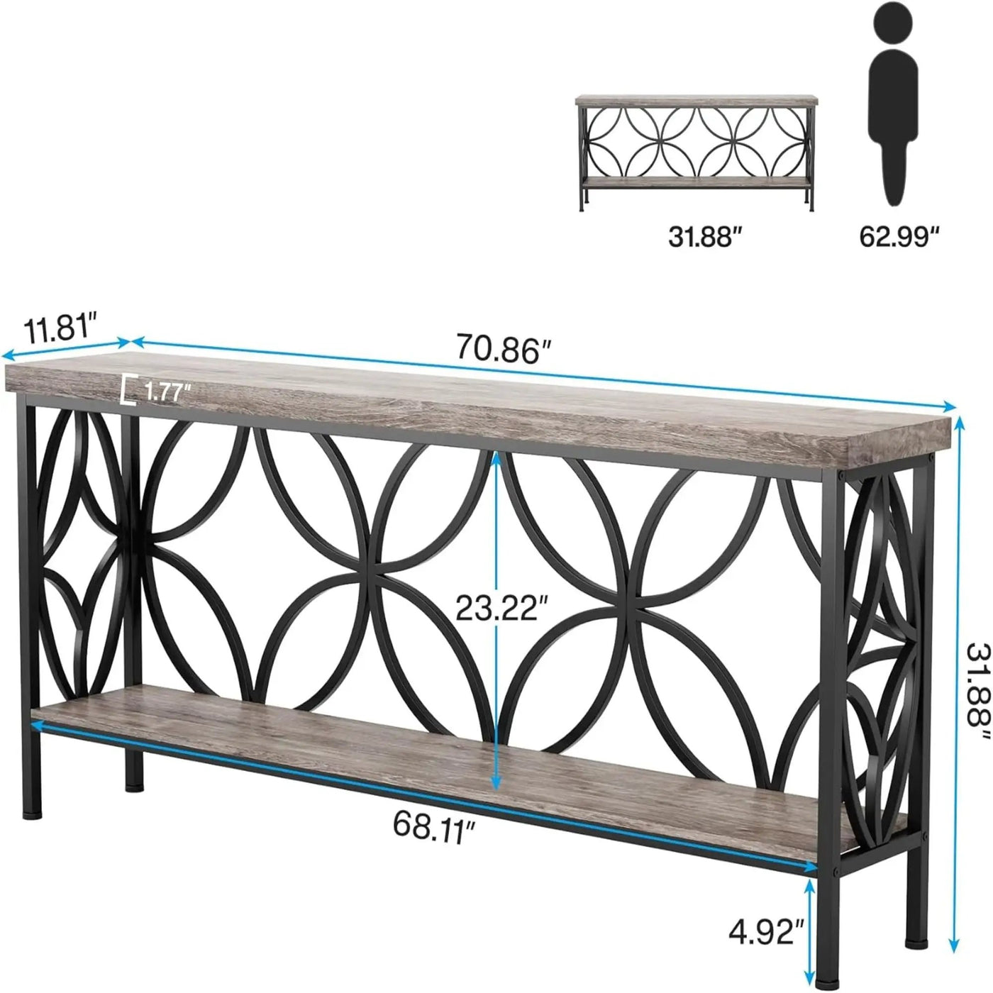Extra Long Console Table With Open Storage Shelves by HouseOfZazla