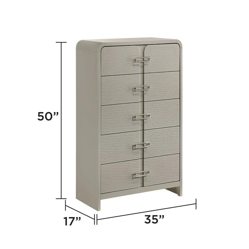 Aria - 5 Drawer Chest - Beige by HouseOfZazla