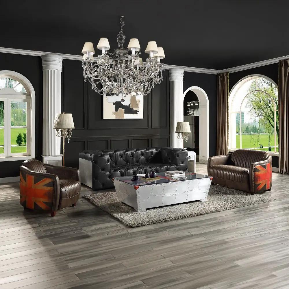 Brancaster - Loveseat - Antique Slate Top Grain Leather by Unique Piece Furniture