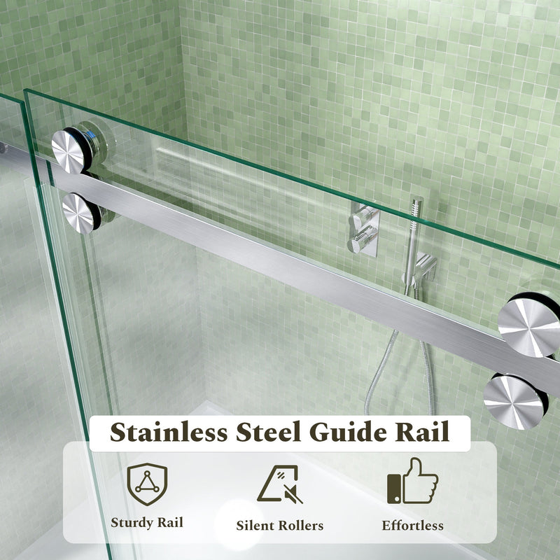 56-60"W x 60"H Frameless Sliding Tub Shower Door Enclosure by HouseOfZazla