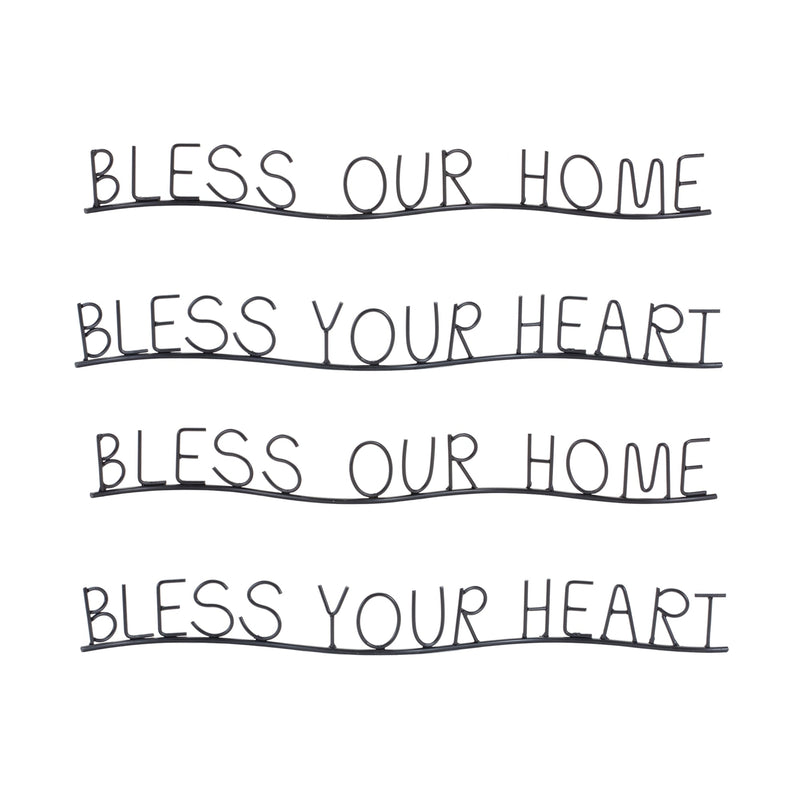 Bless our home and heart sentiment decor (set of 4)