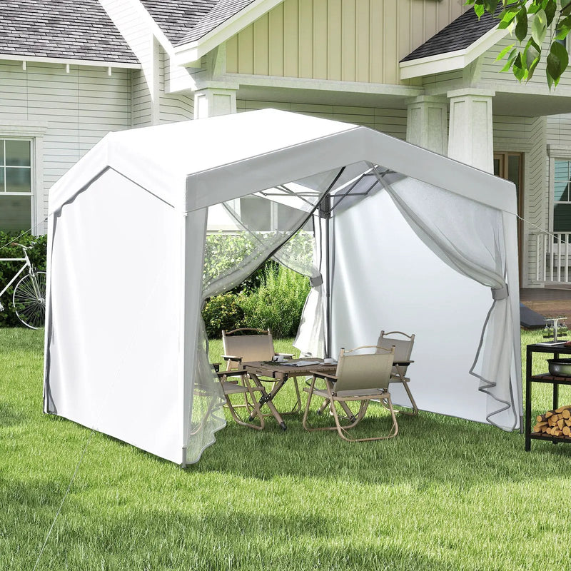 Pop up Canopy Tent wiht 4 Sidewalls Mesh Netting Wheeled Bag-White by DirectDeals