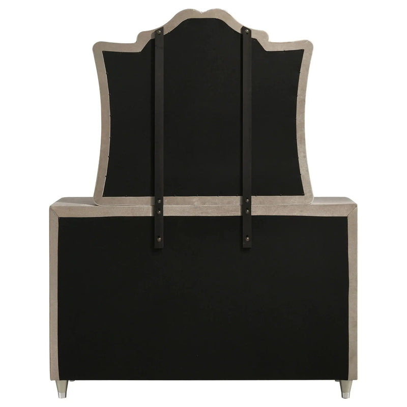 Antonella 7-drawer Upholstered Dresser with Mirror Ivory by Unique Piece Furniture