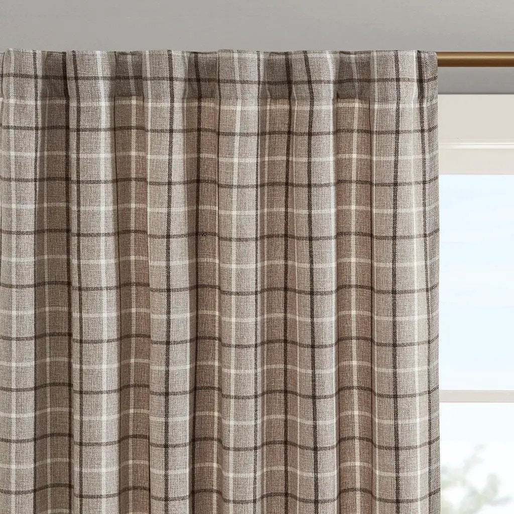 Plaid Rod Pocket and Back Tab Curtain Panel with Fleece Lining by HouseOfZazla