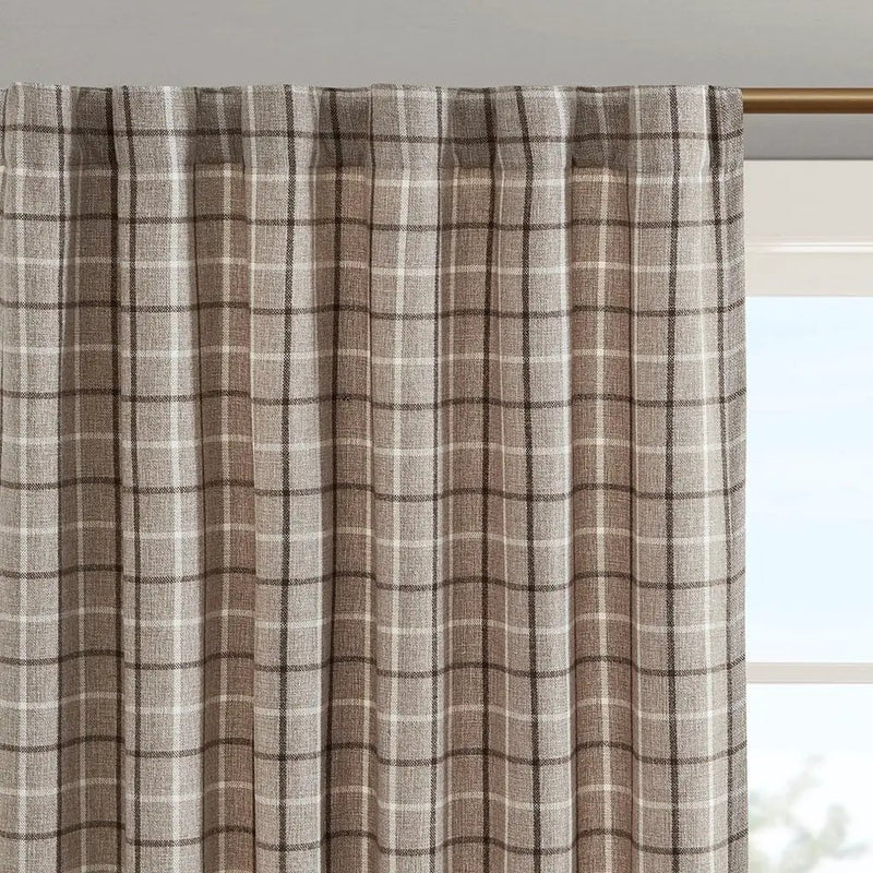 Plaid Rod Pocket and Back Tab Curtain Panel with Fleece Lining by HouseOfZazla