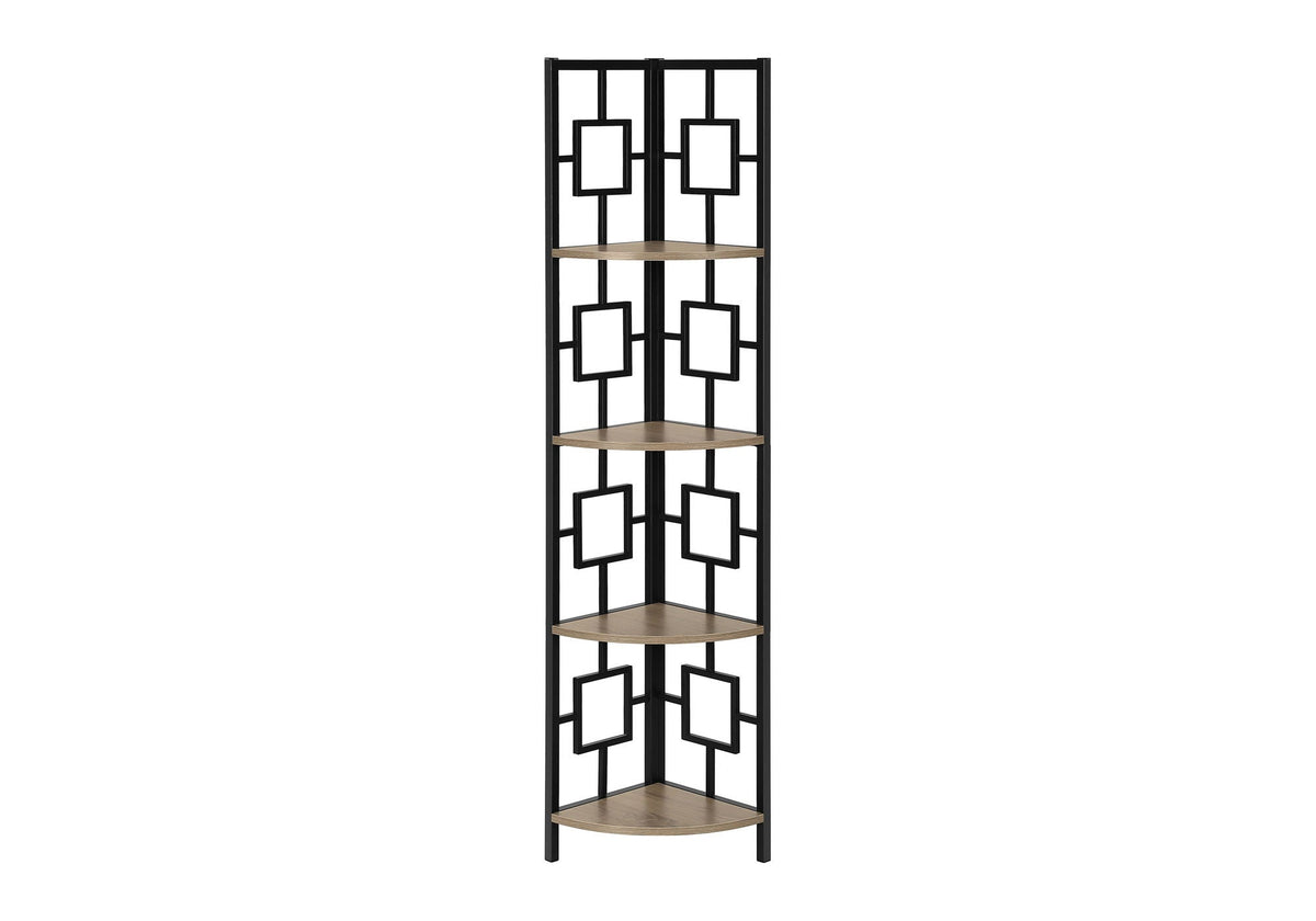 4 Tier Corner Bookshelf with Metal Frame - White, Dark Brown, Light Brown, Black, photo 13 of 16