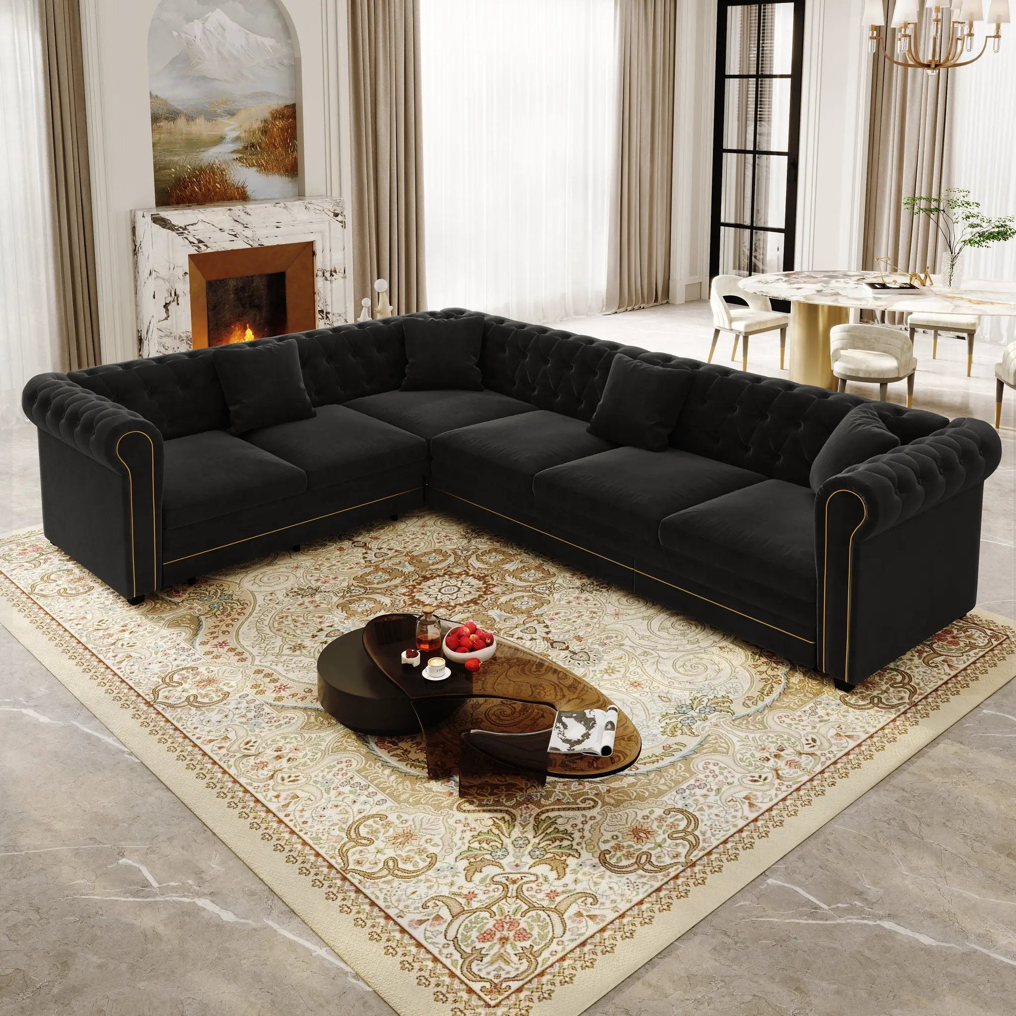 115.3" L-Shaped Sofa Couch with Pull-Out Bed by HouseOfZazla