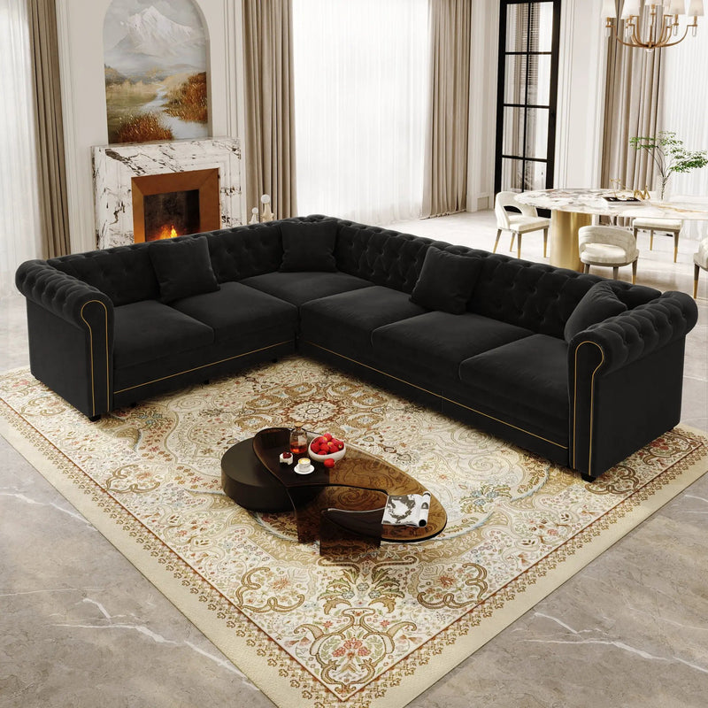 115.3" L-Shaped Sofa Couch with Pull-Out Bed by HouseOfZazla