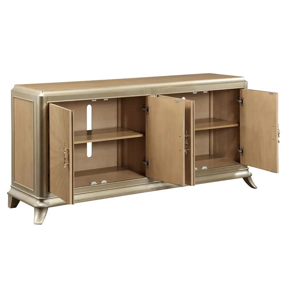 Dodie - Console Cabinet - Natural Oak Sunburst Pattern & Taupe Champaign by Unique Piece Furniture