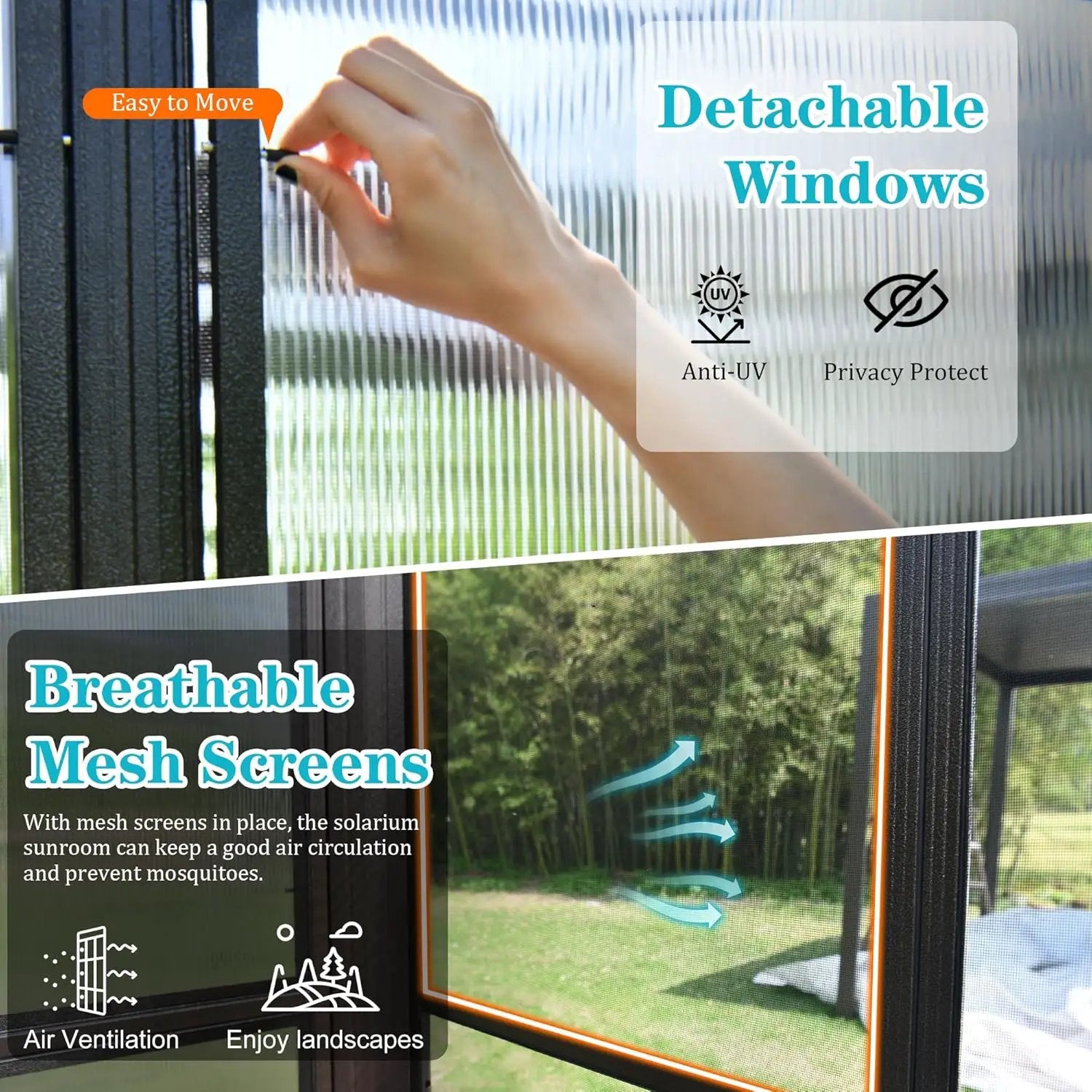 12x16FT All Season Sunroom with Detachable Polycarbonate Windows by HouseOfZazla