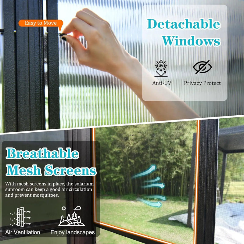 12x16FT All Season Sunroom with Detachable Polycarbonate Windows by HouseOfZazla