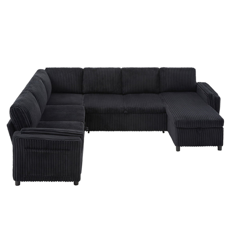 Convertible U-Shaped Sectional Sofa Bed With USB Ports And Storage by HouseOfZazla