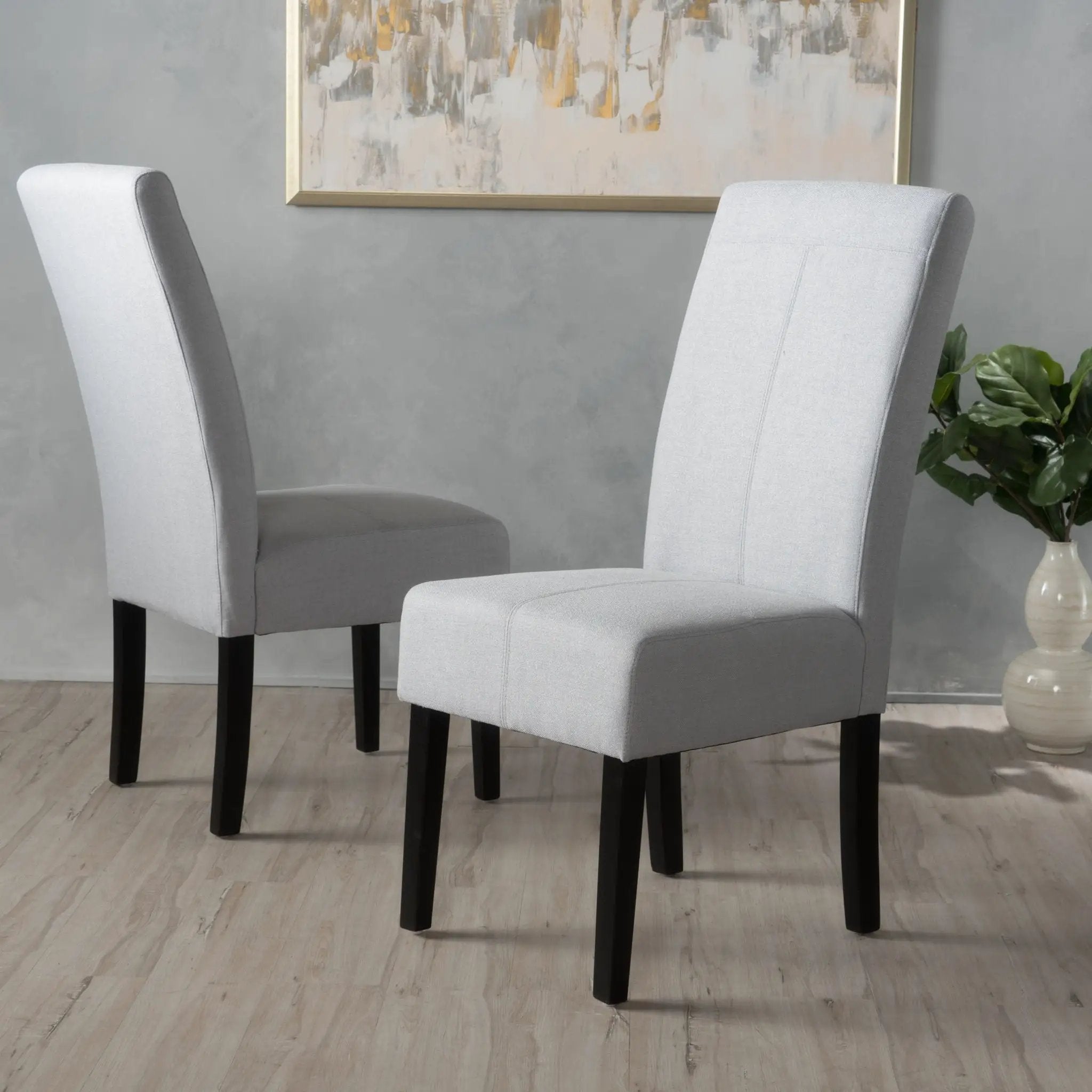 Amaranthine Upholstered Dining Chair With High Back And Wood Legs (Set of 2) - Light Gray by HouseOfZazla