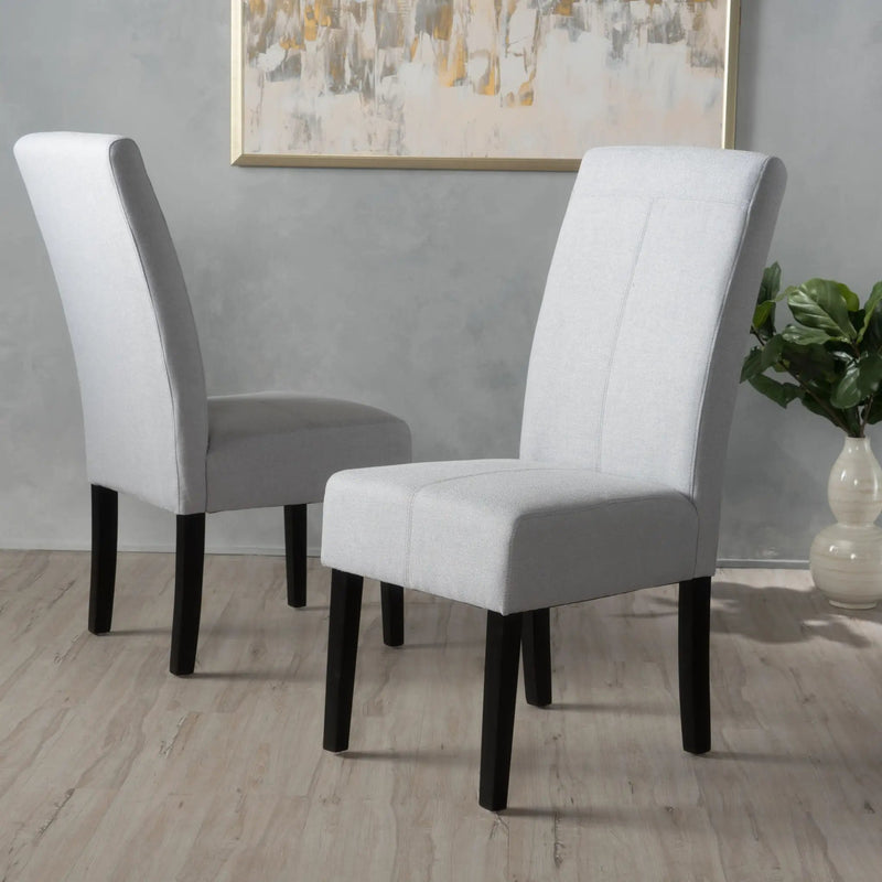 Amaranthine Upholstered Dining Chair With High Back And Wood Legs (Set of 2) - Light Gray by HouseOfZazla