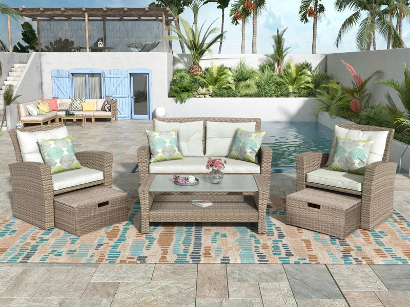 Set Of 4 Piece All Weather Wicker Patio Furniture by BLAKHOM