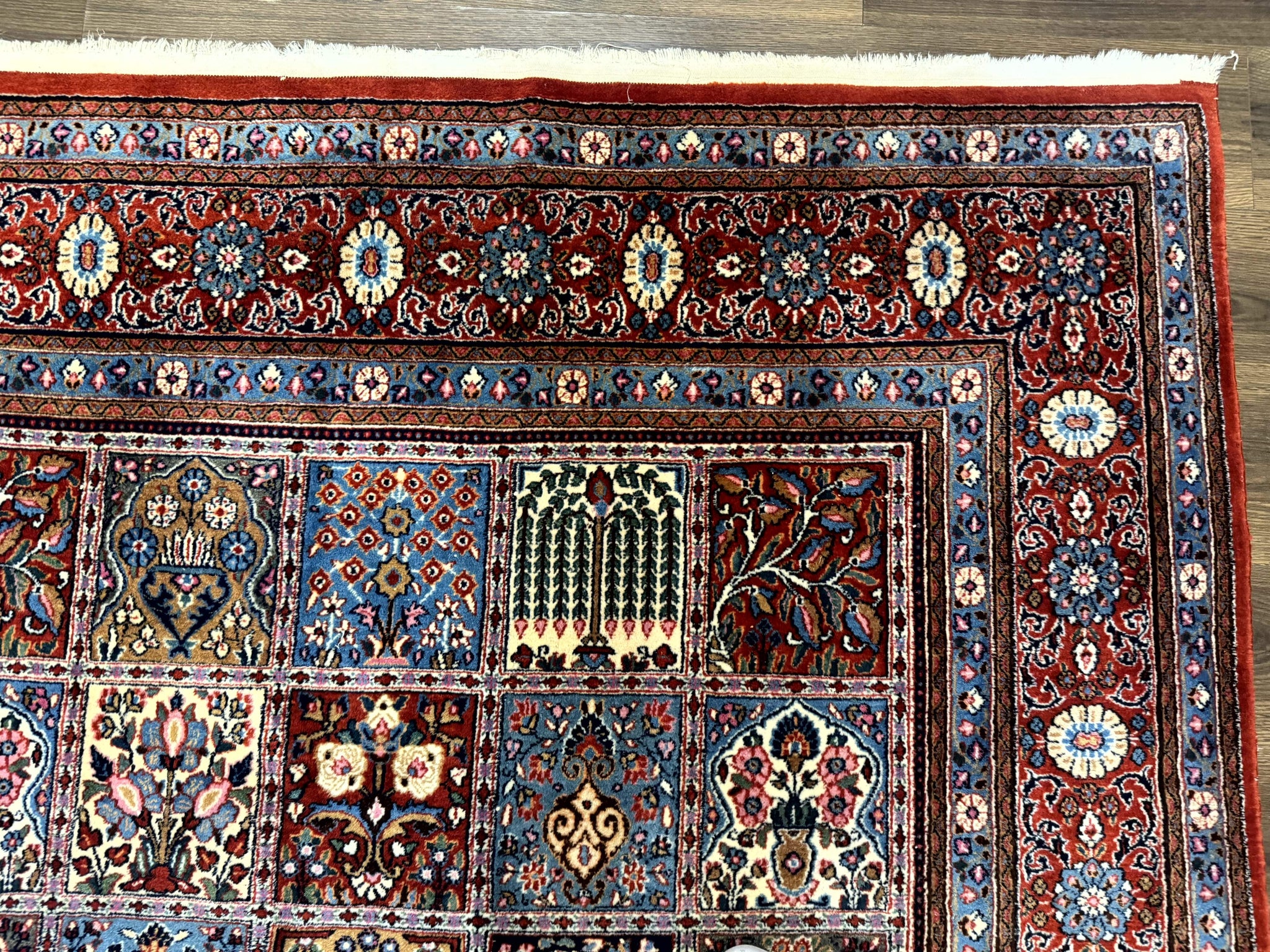Wonderful Persian Qum Rug 10x13, Panel Design, Fine 260 KPSI, Signed, Red Multicolor by Jewel Rugs