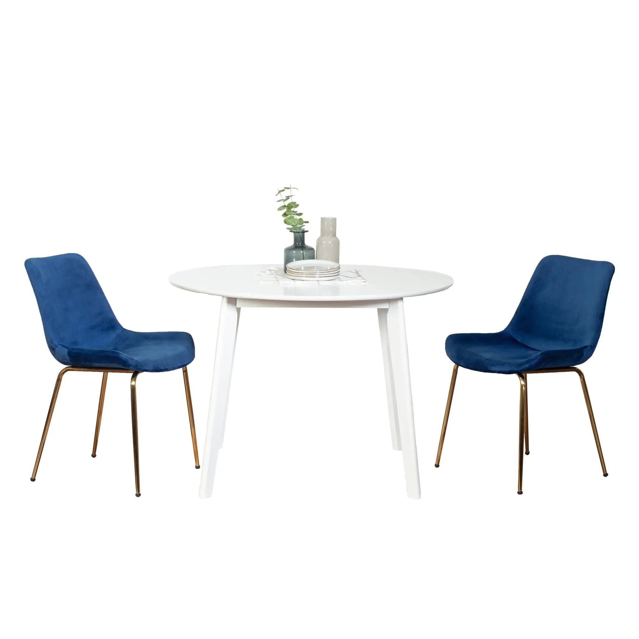 Aufurr Contemporary 3-Piece Dining Set White Round Dining Table with 2 Chairs by HouseOfZazla