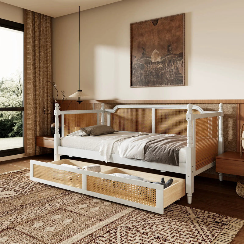 Traditional Style Rattan Daybed, No Box Spring Needed by Unique Piece Furniture