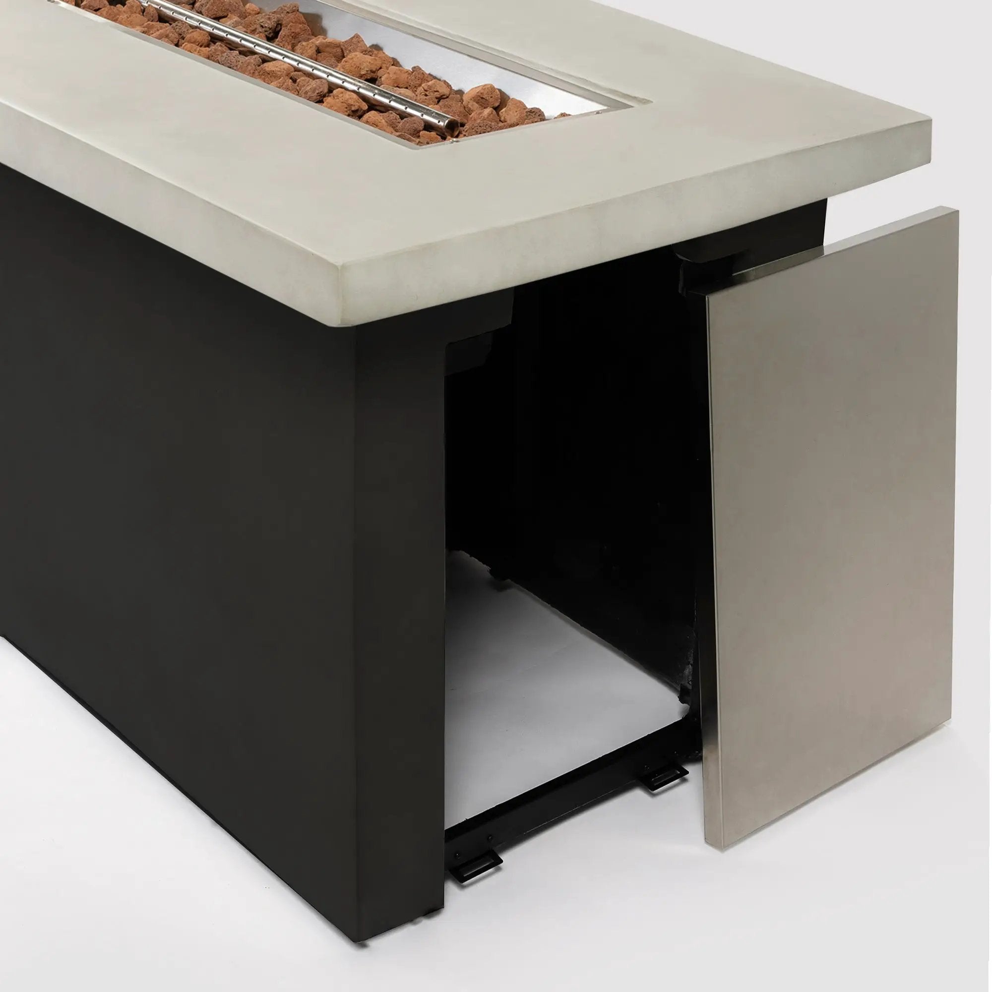 Outdoor 60-Inch Rectangular Dark Grey Concrete Fire Pit Table by HouseOfZazla