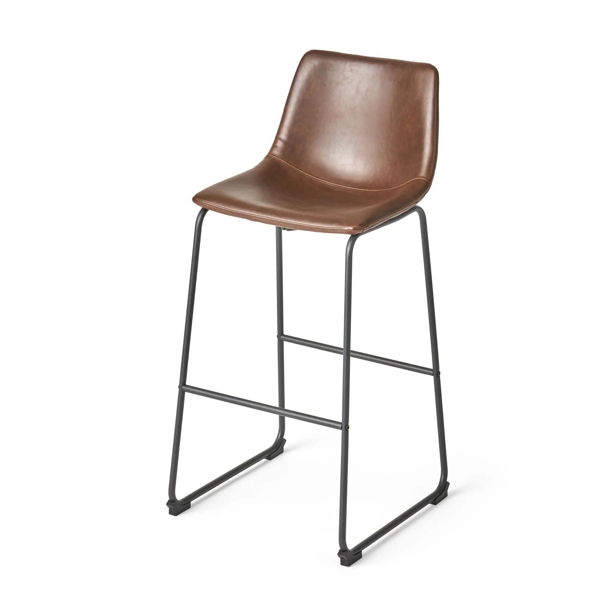 Barstool With Upholstery And Foot Rail - Vintage Brown by HouseOfZazla