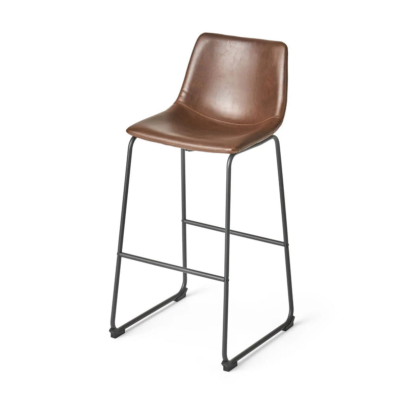 Barstool With Upholstery And Foot Rail - Vintage Brown by HouseOfZazla