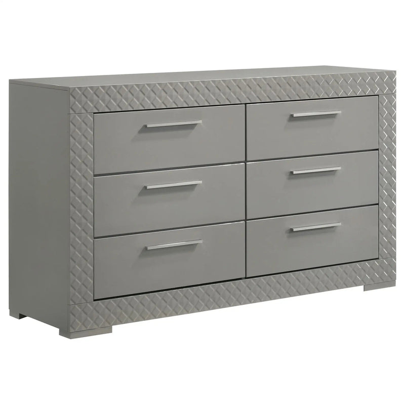 Ives 5-piece Eastern King Bedroom Set Grey High Gloss by Unique Piece Furniture