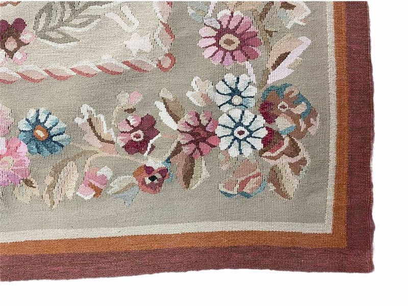 9x13 Needlepoint Carpet, French Design Rug, Hand-Knotted, Brand New Needlepoint Rug 9 x 13, English French European Style, Beige Floral by Jewel Rugs