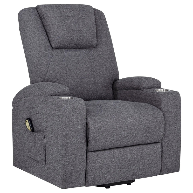Louie Chenille Upholstered Power Lift Massage Chair Grey by Unique Piece Furniture
