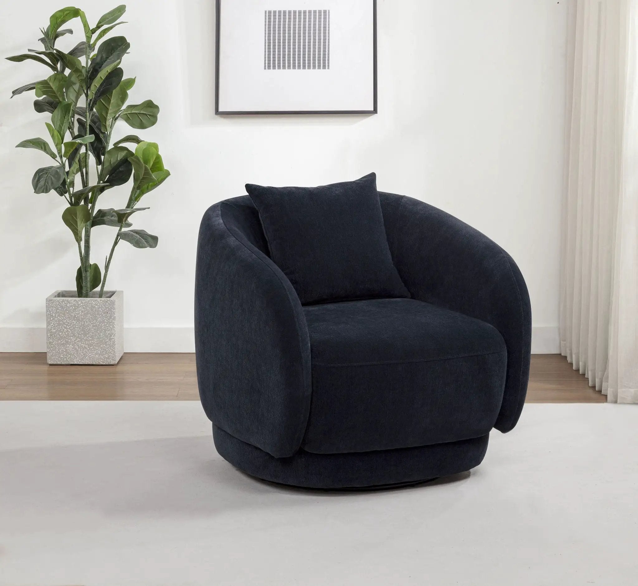 Arnaud Chenille Upholstered Swivel Accent Chair Navy by Unique Piece Furniture