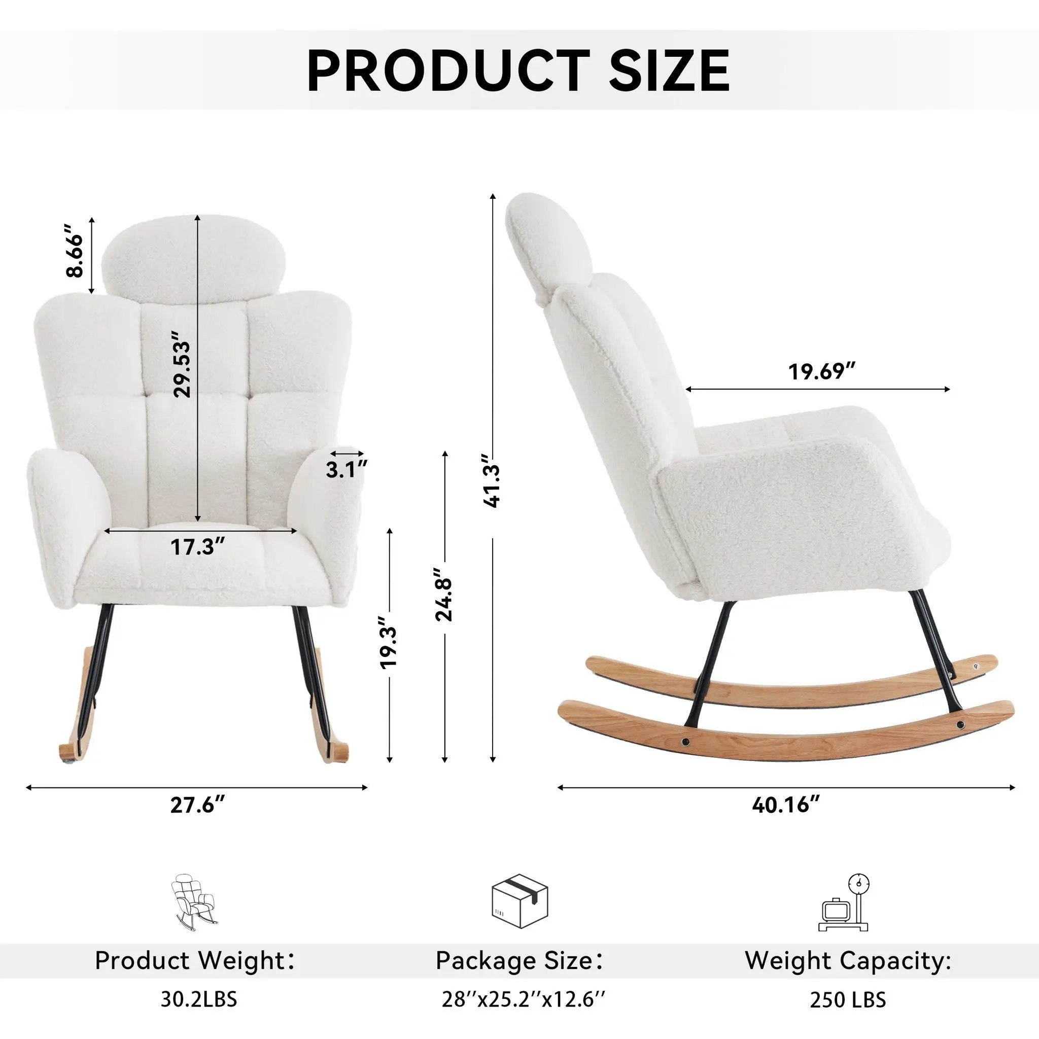 Contemporary Teddy Fabric Upholstered Nursery Rocking Glider Chair With High Backrest And Pillow by HouseOfZazla