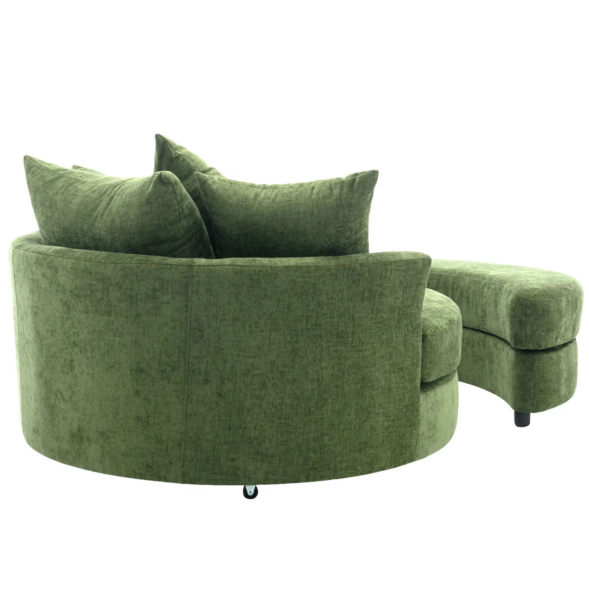 360° Swivel Accent Barrel Chair With Storage Ottoman & 4 Pillows, Modern Leisure Chair Round Accent For Living Room by HouseOfZazla