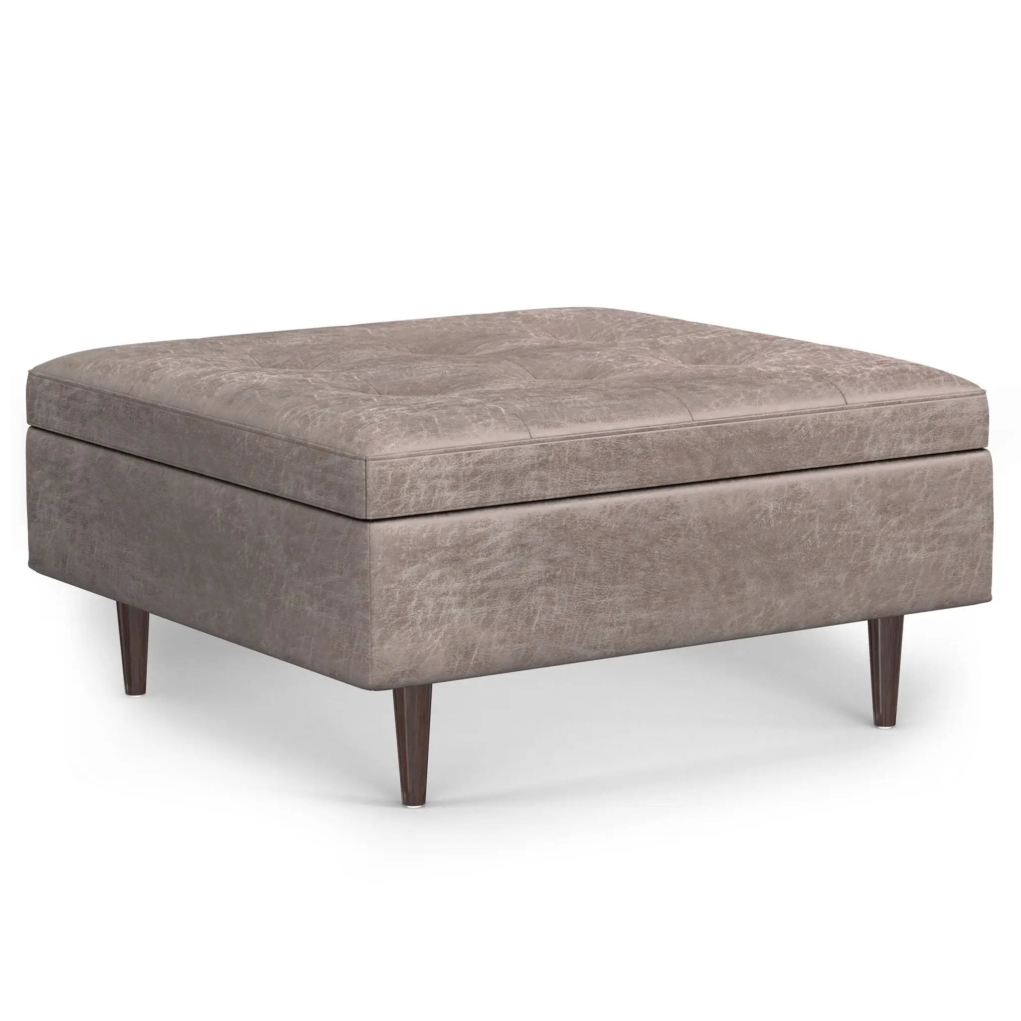 Shay - Large Square Coffee Table Storage Ottoman Mid-Century Style by Unique Piece Furniture