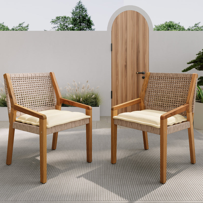 Outdoor Dining Chair - Acacia Wood & Wicker by HouseOfZazla