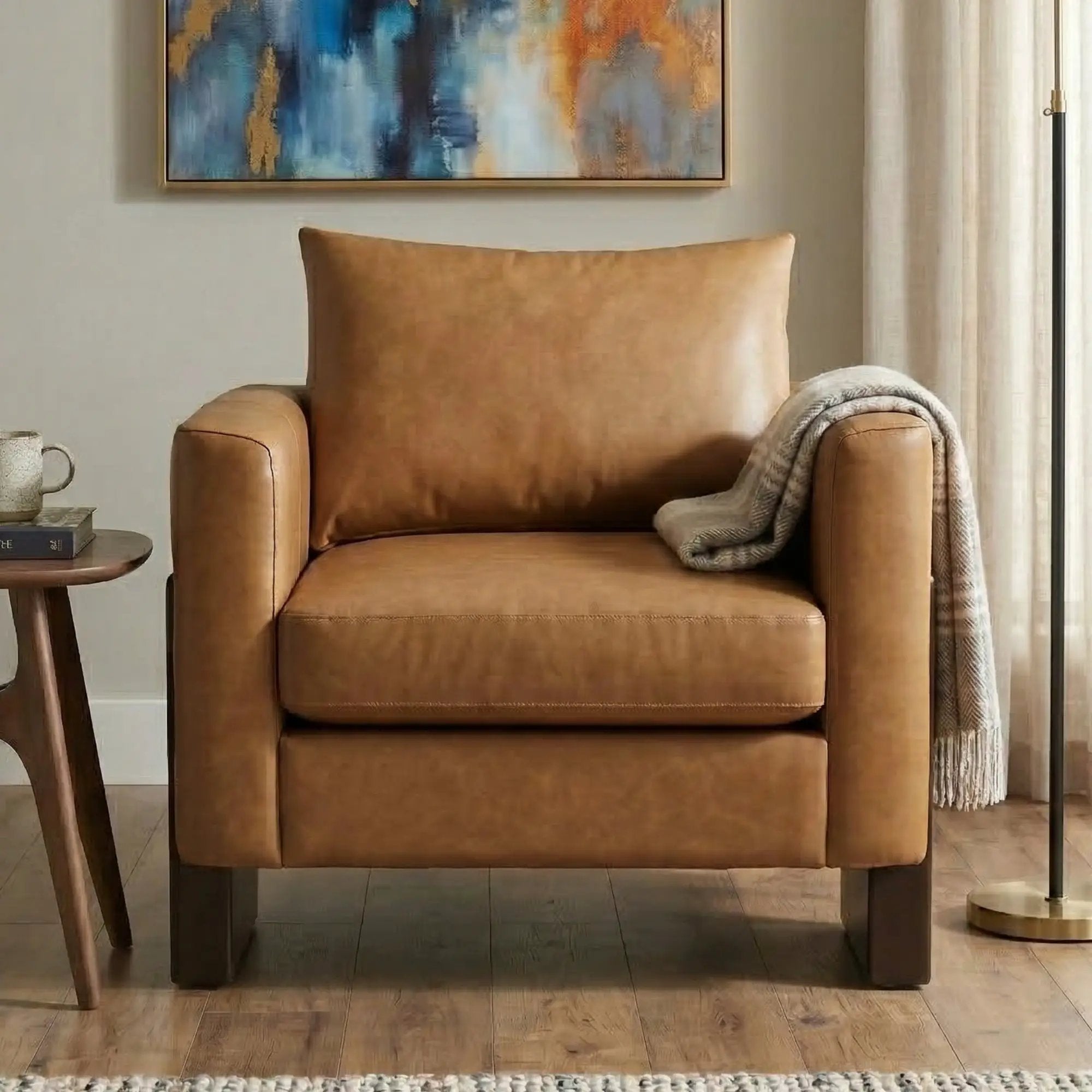 Modern Accent Chair Stylish Club Chair Armchair with Rubberwood Legs for Living Room, Bedroom, or Office by HouseOfZazla