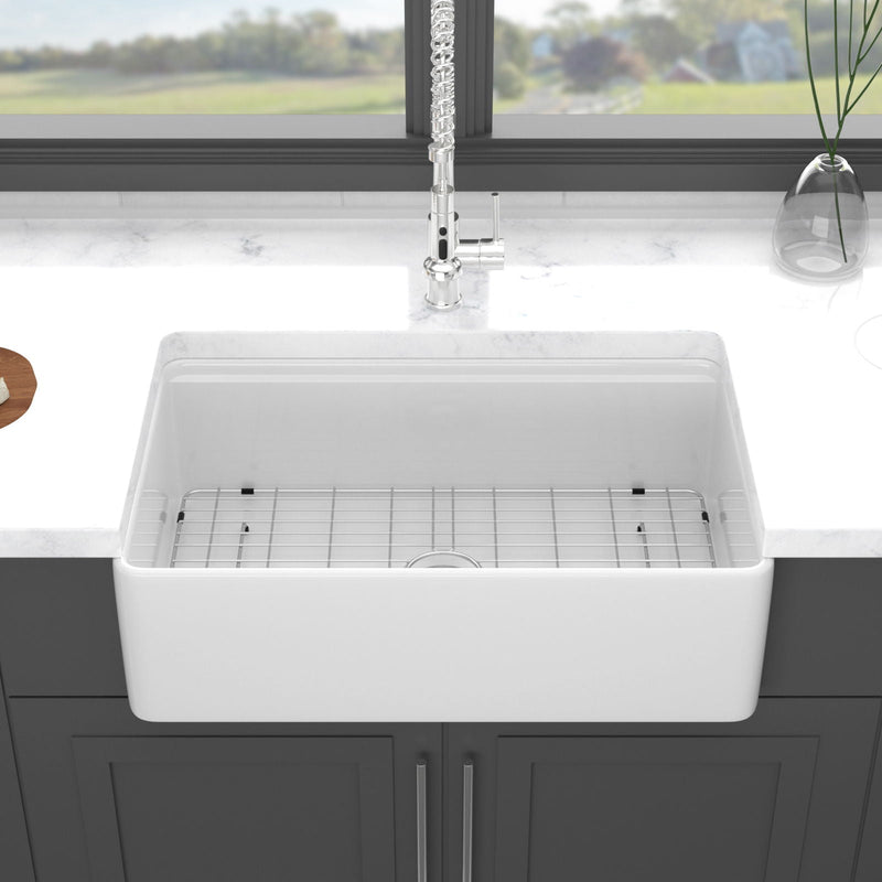 Farmhouse Sink Workstation, Ceramic Single Bowl With Accessories by HouseOfZazla