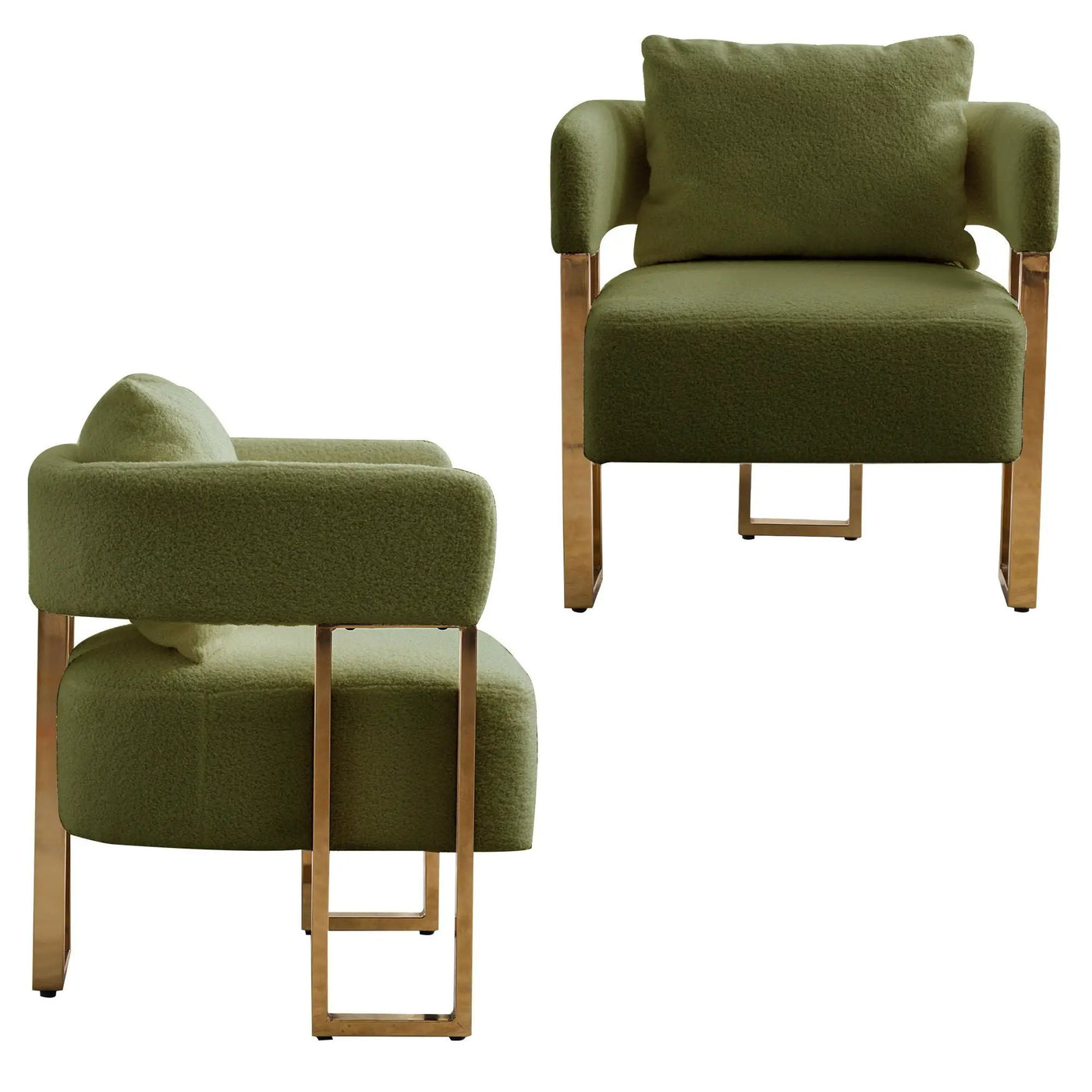 Modern Decorative Chair Teddy Fleece Upholstered And Metal Foot by HouseOfZazla