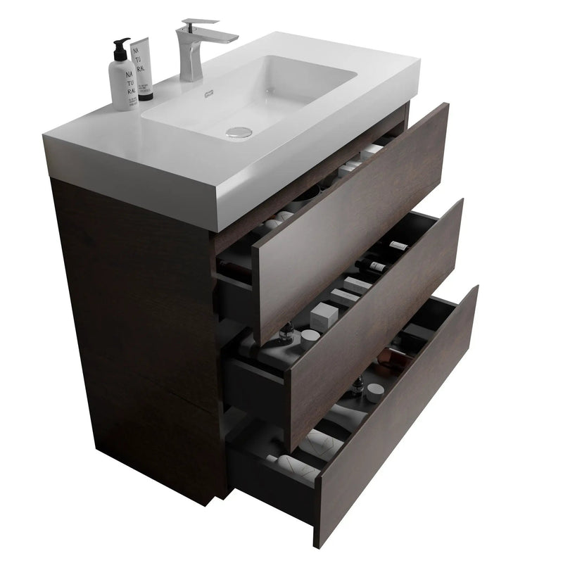 Alice - Bathroom Vanity With Large Storage Freestanding Bathroom Vanity, Sink For Modern Bathroom, One-Piece Sink Basin Without Drain And Faucet by Unique Piece Furniture