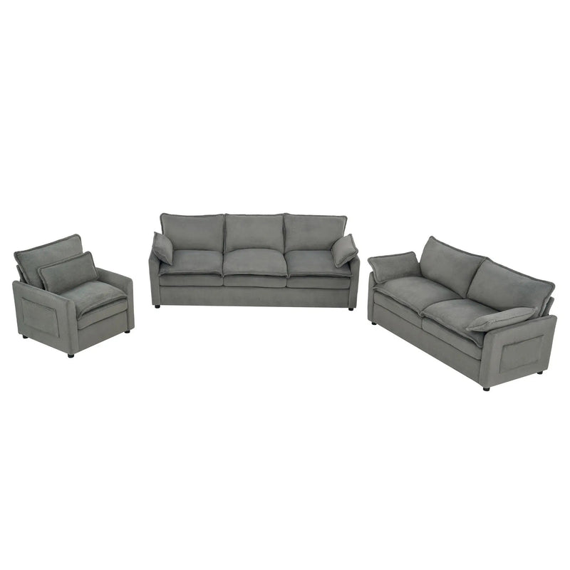 Modern Sofa Set With Double Layer Cushion And Side Storage Pockets by HouseOfZazla