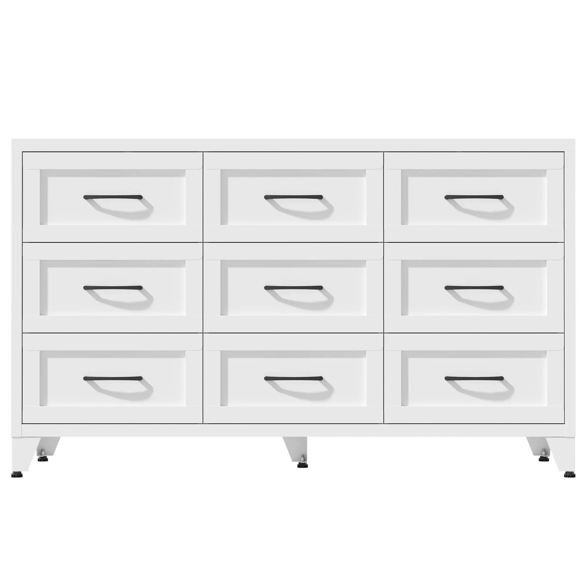 9 Drawer White Metal Dresser with Quiet-Glide Rails by HouseOfZazla