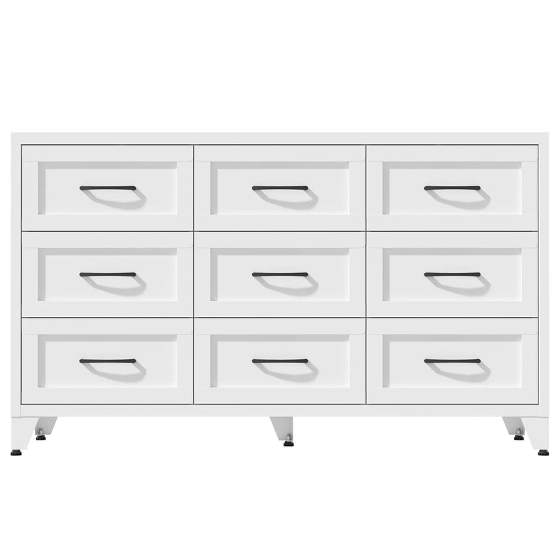 9 Drawer White Metal Dresser with Quiet-Glide Rails by HouseOfZazla