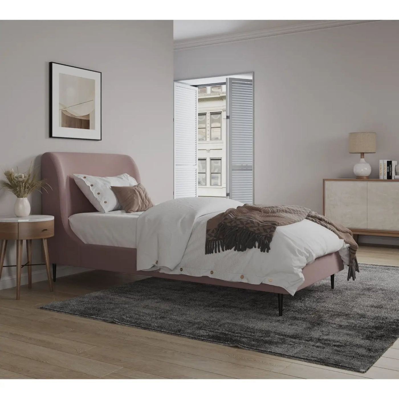 Heather - Upholstered Bed With Curved Headboard by HouseOfZazla