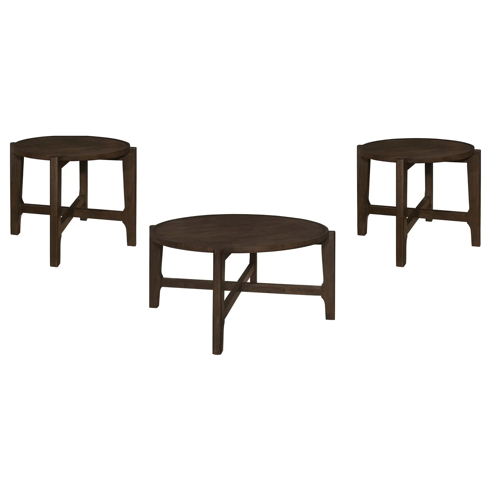 Cota 3-piece Solid Wood Coffee and End Table Set Dark Brown by Unique Piece Furniture