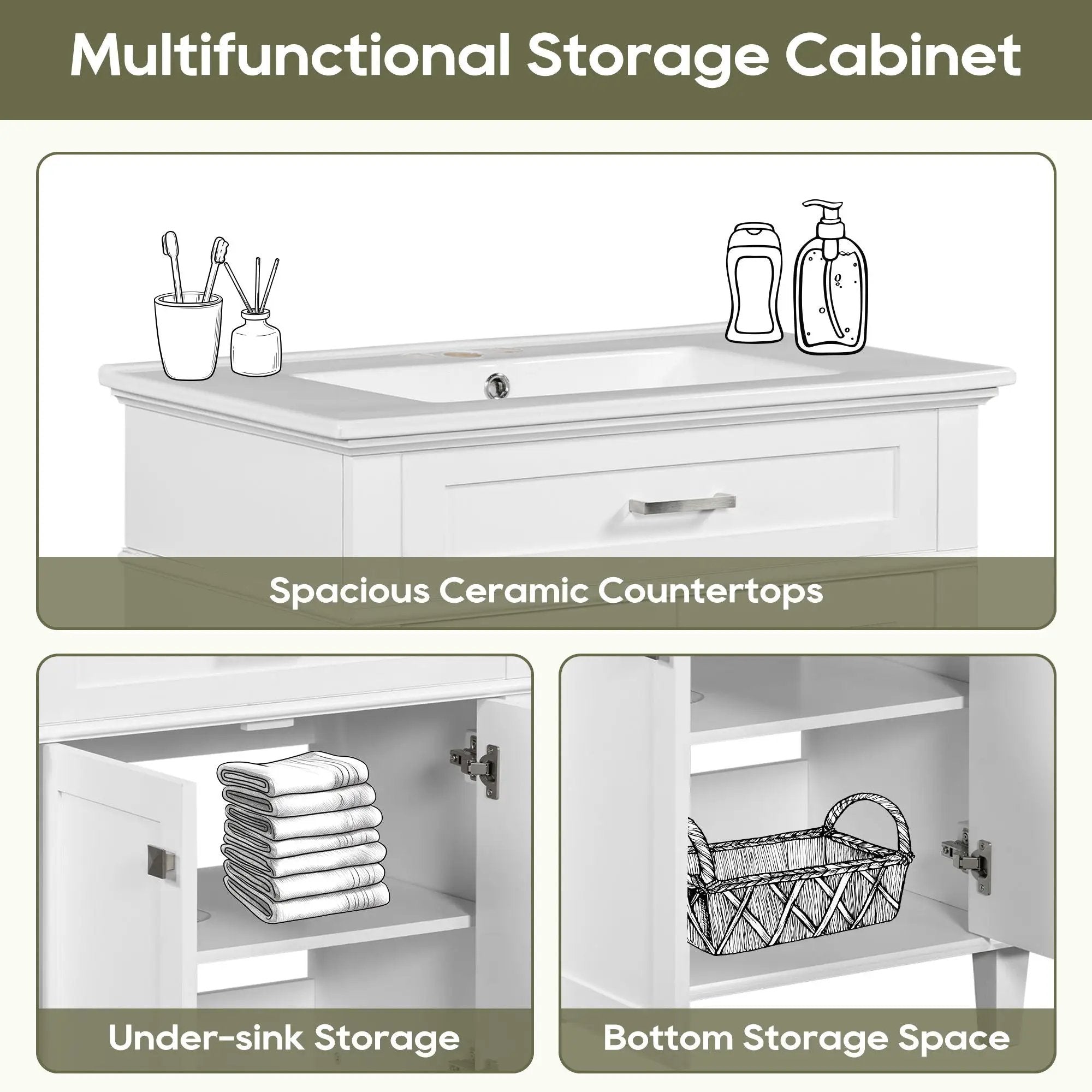Bathroom Vanity With Ceramic Basin, Soft Close Door And Adjustable Shelves by Unique Piece Furniture
