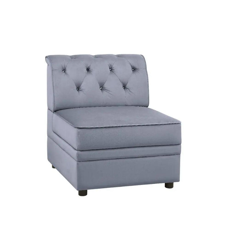 Bois II - Modular Armless Chair - Gray Velvet by Unique Piece Furniture